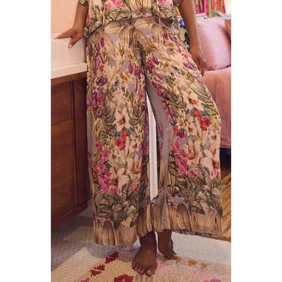 Carolina K Palazzo Pant Floral Bohemian Size XS Banded Fixed High Waist - Picture 3 of 6